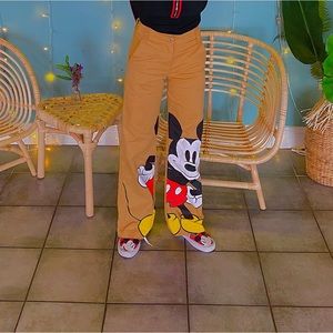 Bershka Mickey Mouse Khaki Pants